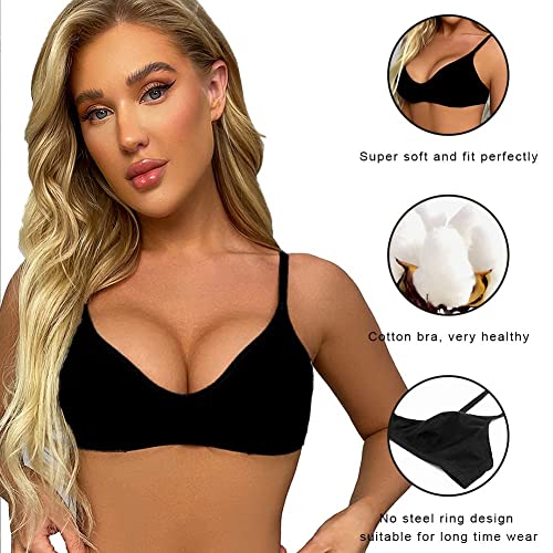 Varsbaby Women's Motive Cotton Unlined Bralette - Black/Gray