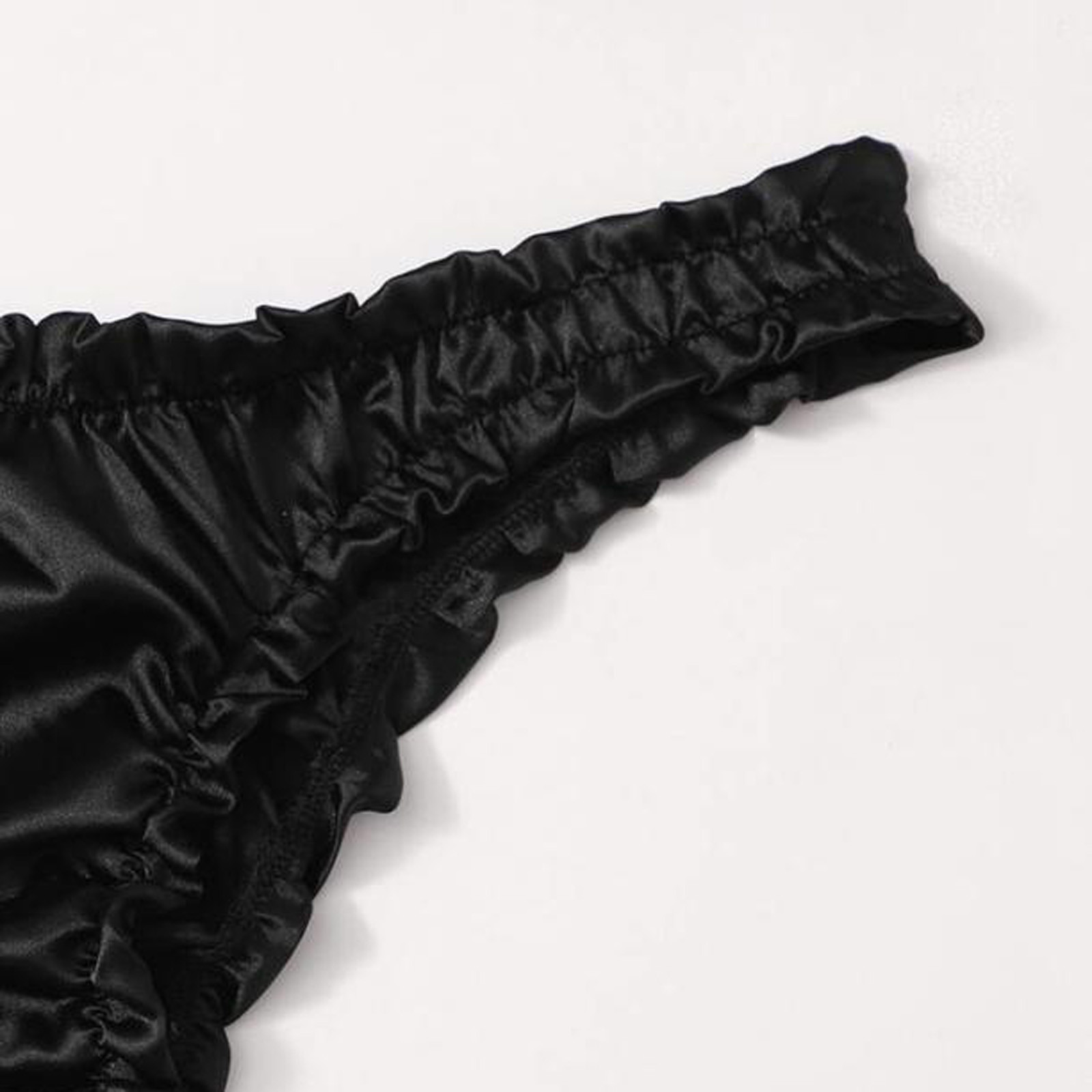 Black Silk Satin Lingerie Set with Wireless Bra