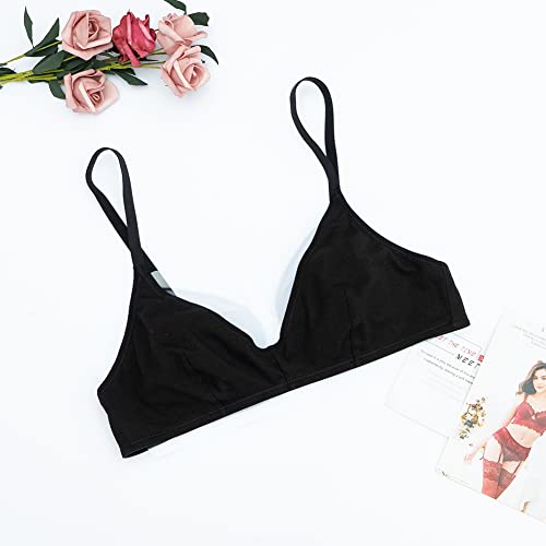 Varsbaby Women's Motive Cotton Unlined Bralette - Black/Gray