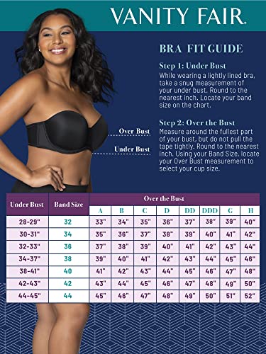 Vanity Fair Womens Beauty Back Smoothing Strapless Bra, 4-way Stretch Fabric, Lightly Lined Cups Up To H Bra, Rose Beige, 36C US