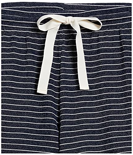 Amazon Essentials Women's Lightweight Lounge Terry Pajama Short, Navy White Mini Stripe, Large