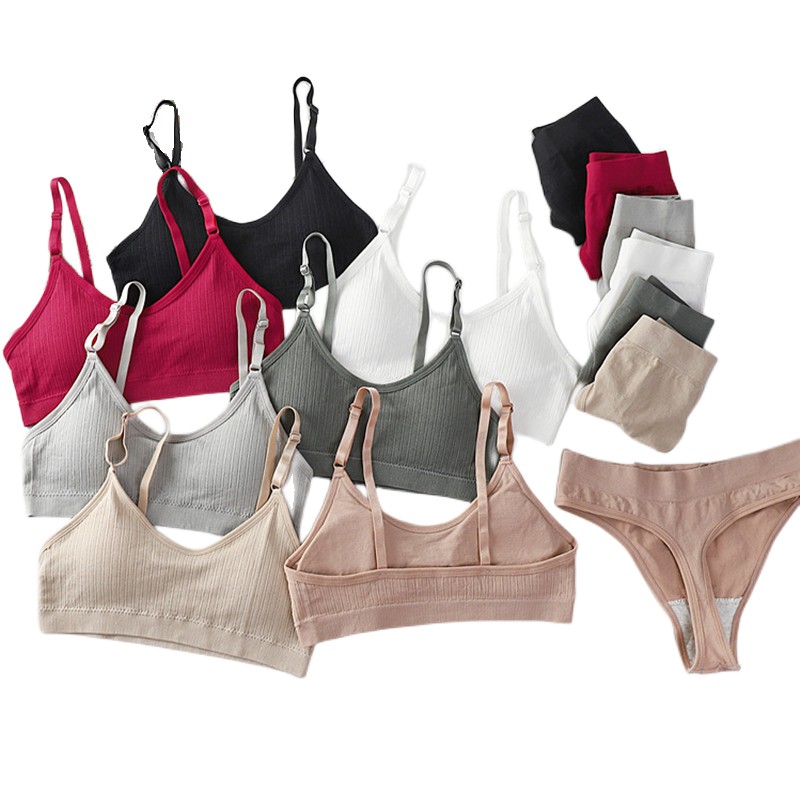 Seamless Bra Set with High Waist Thong Panties