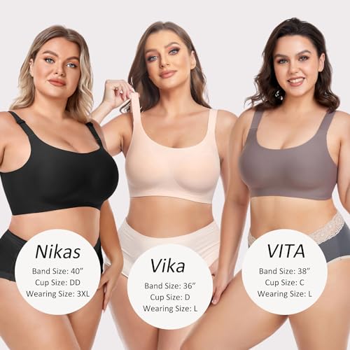 JOYTREE Smooth Bras for Women No Underwire Full Coverage Bralettes for Women Wireless Everyday T Shirt Bra Extenders-Gray, M