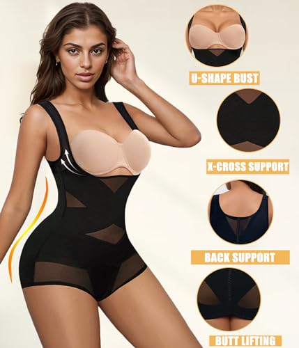 Avidlove Women's Black Tummy Control Bodysuit