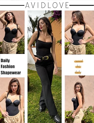 Avidlove Women's Black Tummy Control Bodysuit