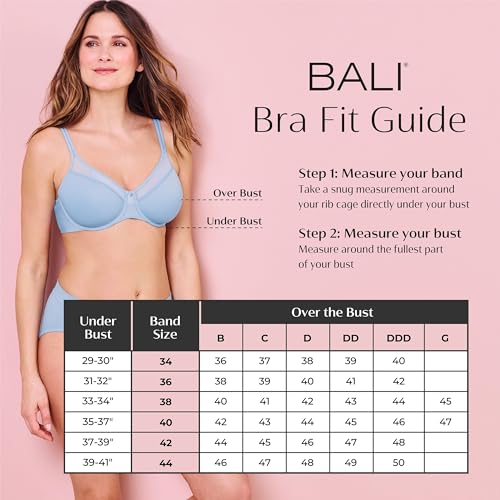 Bali Women's Satin Tracings Minimizer Underwire Bra, Black, 42G