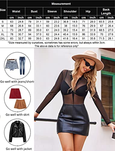 Black Mesh Long Sleeve Sexy Bodysuit Lingerie