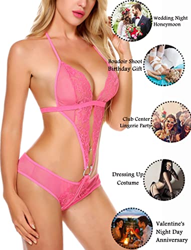 Avidlove Deep V Sexy Teddy (Rose Red)