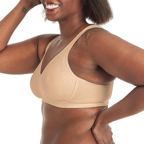 PLAYTEX Womens 18 Hour Side & Back Smoothing Wireless Bra, Cool Comfort Wire-free Single Or 2-pack Bras, Nude, 44C US