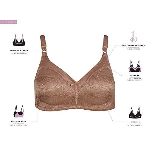 Bali womens Double Support Spa Closure Wirefree Df3372 Full Coverage Bra, Gloss, 38D US