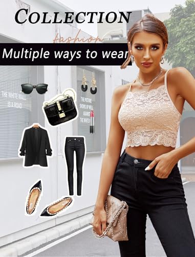 Avidlove Lace Racerback Bralette Crop Top Beige