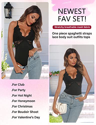 Deep V Lace Teddy Bodysuit