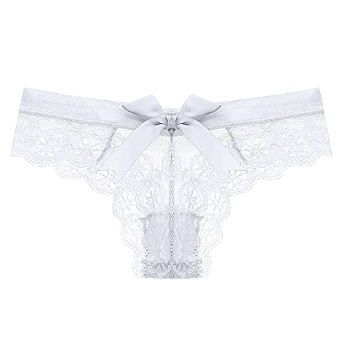 Sexy Lace Bow Thong Panties with V-Shape Design