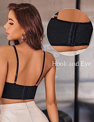 Black Lace V-Neck Bralette Cami Top by Avidlove