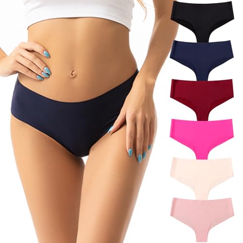 LASER HAND Seamless Underwear for Women No Show Panties Invisibles Briefs Soft Stretch Bikini Underwears 6 Pack