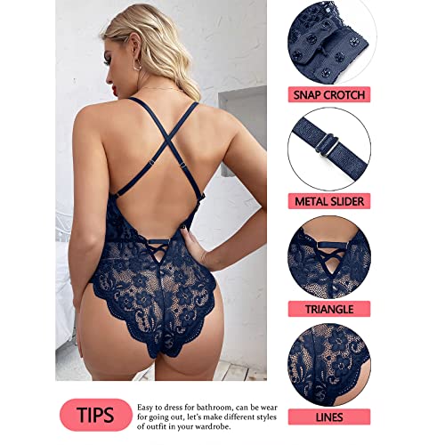 Hamefen Dream Love Snap Crotch Lace Bodysuit