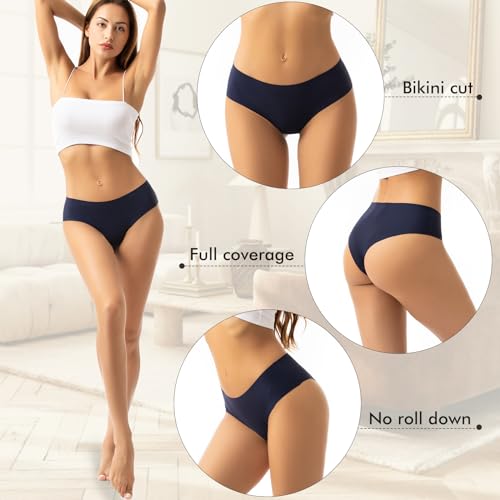 LASER HAND Seamless Underwear for Women No Show Panties Invisibles Briefs Soft Stretch Bikini Underwears 6 Pack