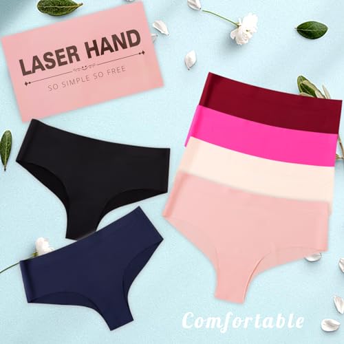 LASER HAND Seamless Underwear for Women No Show Panties Invisibles Briefs Soft Stretch Bikini Underwears 6 Pack