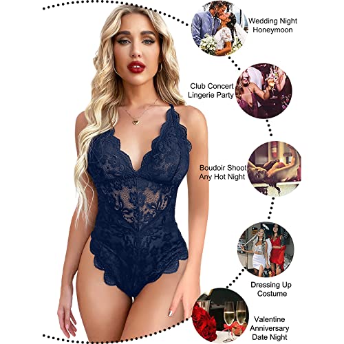 Hamefen Dream Love Snap Crotch Lace Bodysuit