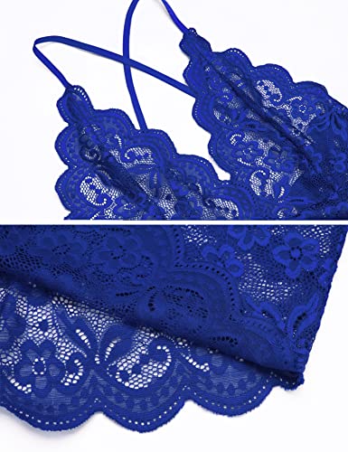 Blue Lace V-Neck Teddy Bodysuit Lingerie XX-Large