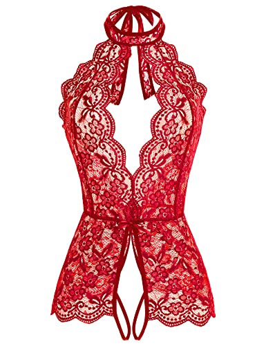 Ababoon Lace Teddy Sleepwear Red - Sexy Lingerie