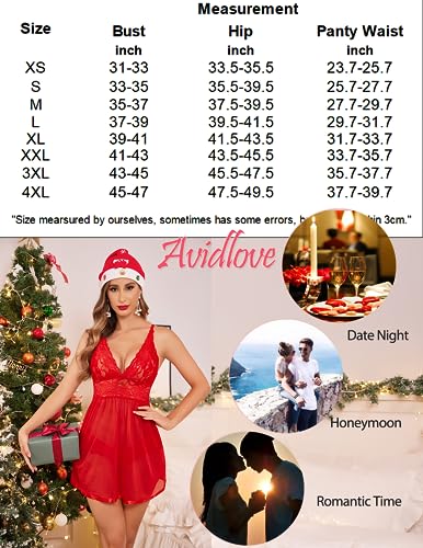 Sexy Lace Babydoll Chemise Nightgown Red