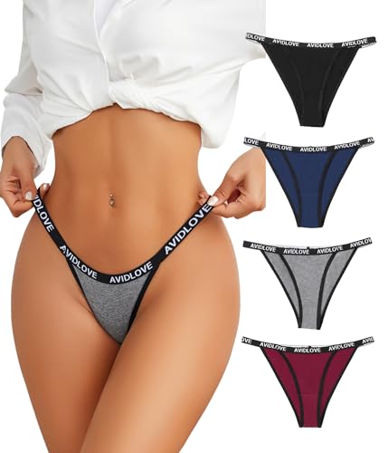 Avidlove 4 Pack Cotton String Bikini Panties Women
