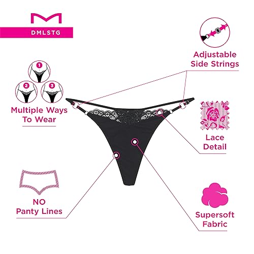 Maidenform Women's Adjustable String Thong Underwear, Multi-Way, 3-Pack