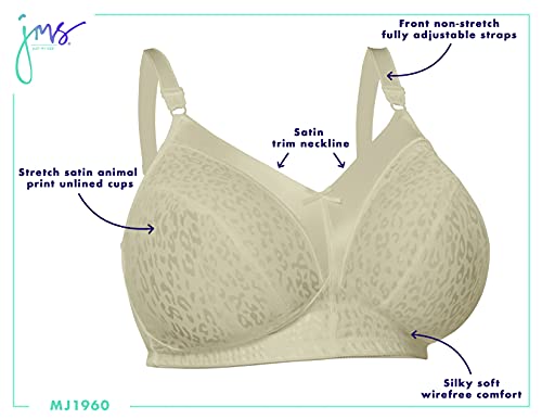 JUST MY SIZE womens Satin Stretch Wirefree Mj1960 Bras, White, 42DD US