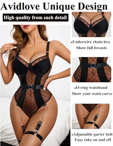 Avidlove Women's Sexy V-Neck Teddy Lingerie Set