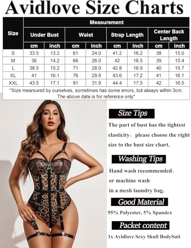 Avidlove Leopard Black Lace Bodysuit Brown