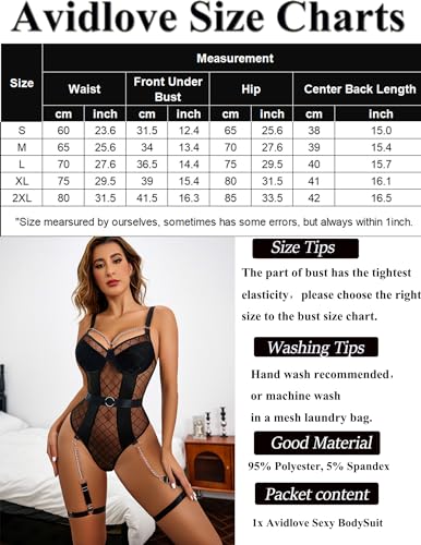 Avidlove Sexy V-Neck Teddy with Garter Set