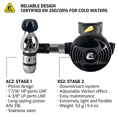 Cressi AC2 / XS2 Scuba Diving Regulator, INT