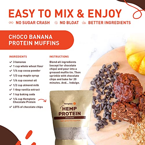 Hemplete Chocolate Hemp Vegan Protein Powder for Heart & Brain Health