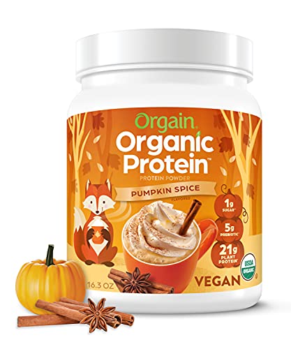 Orgain Organic Pumpkin Spice Vegan Protein Powder - 21g Plant Protein & Prebiotic Fiber