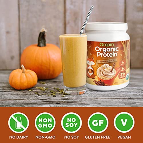 Orgain Organic Pumpkin Spice Vegan Protein Powder - 21g Plant Protein & Prebiotic Fiber