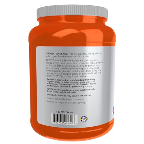NOW Sports Vegan Soy Protein Isolate, 20g, 0 Carbs