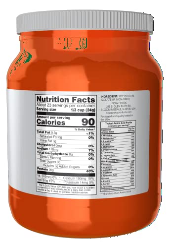 NOW Sports Vegan Soy Protein Isolate Powder, 1.2lb