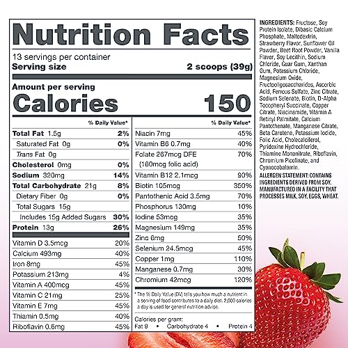 Naturade Total Soy Protein Powder - Strawberry Creme - Vegan & Non-GMO - 13 Servings