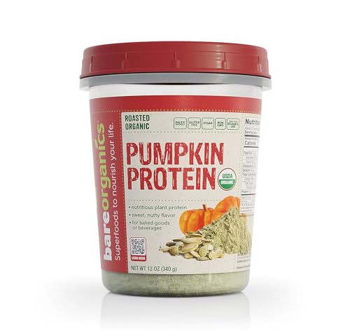 BareOrganics Pumpkin Protein Powder, 12 oz - Vegan Friendly