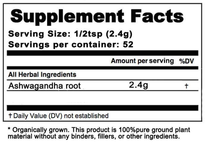 Organic Ashwagandha Root Powder - Calming Herbal Supplement