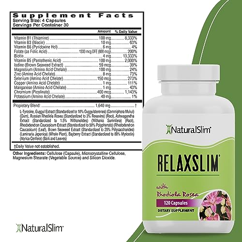 NaturalSlim Relaxslim - Rhodiola Rosea Adaptogenic Herb Supplement