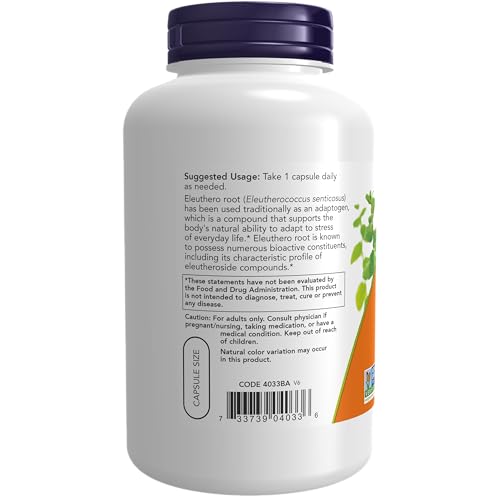 Eleuthero Adaptogenic Herb Capsules, 500 mg, 250 Count