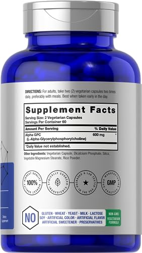 Horbäach Alpha GPC 600mg Choline Capsules for Biohacking