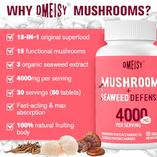 18-in-1 Mushroom Complex for Immunity, Energy, Memory - 60 Tablets