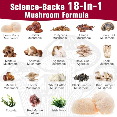 18-in-1 Mushroom Complex for Immunity, Energy, Memory - 60 Tablets