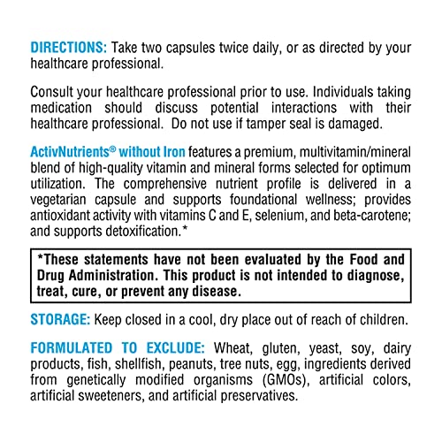 XYMOGEN ActivNutrients: Iron-Free Multivitamin for Wellness & Energy