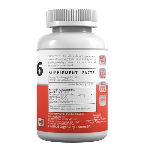 High-Potency Organic Ashwagandha KSM66 Capsules for Sleep Support