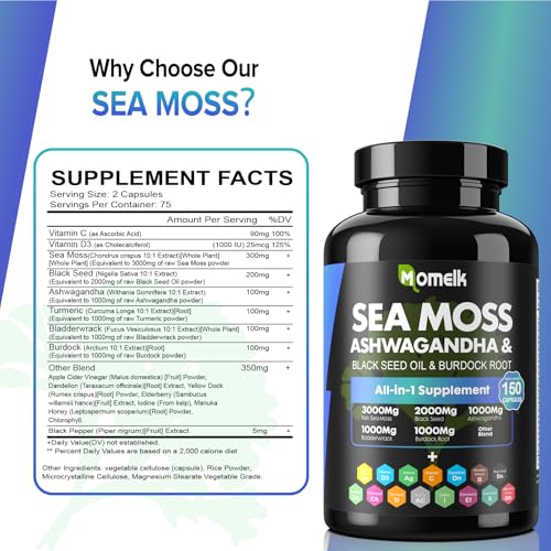 3000mg Sea Moss with Ashwagandha, Black Seed Oil