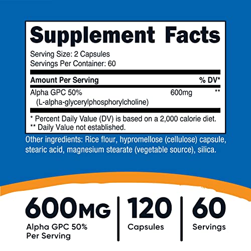 Nutricost Alpha GPC 600mg 120 Vegetarian Capsules Biohacking
